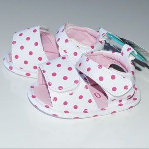 Roxy Baby Girl White and Pink Polka Dot Sandals